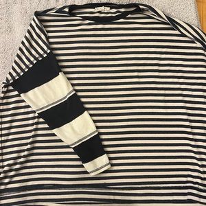 Navy and cream striped top